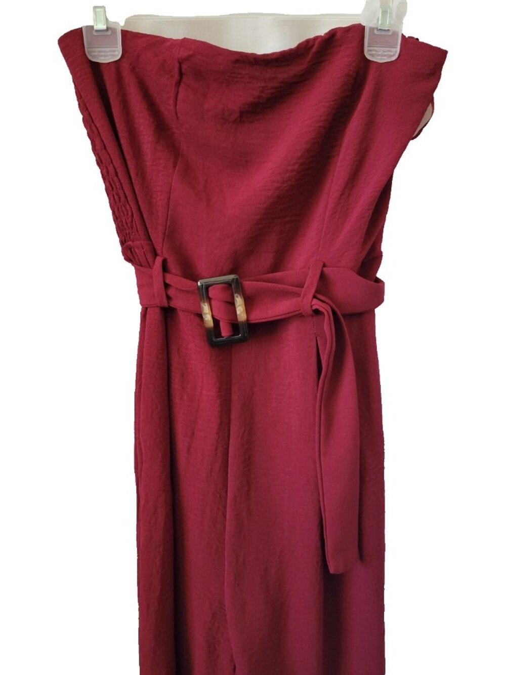 NEW Monteau Los Angeles Strapless Tube Jumpsuit Med. crepe bandeau burgundy chic - Picture 6 of 15